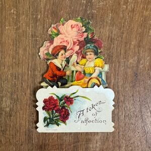 Vintage GERMANY Valentine 1920s A Token of Affection Young Love Couple Card